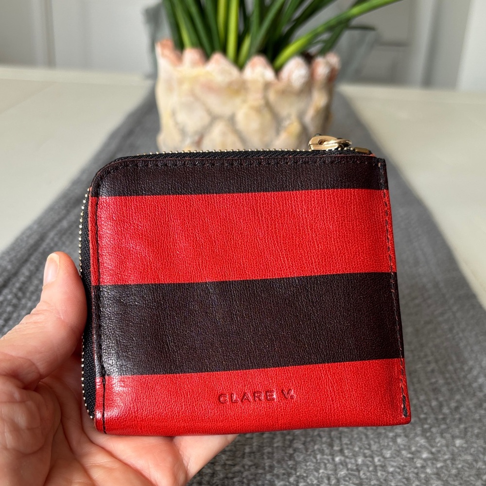 Clare V Leather Half Zip Wallet